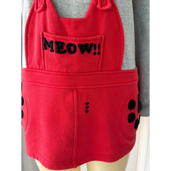 Azona Hoodie Dress w/ Suspenders | Gray & Red Novelty Sweatshirt Dress - Picture 8 of 11